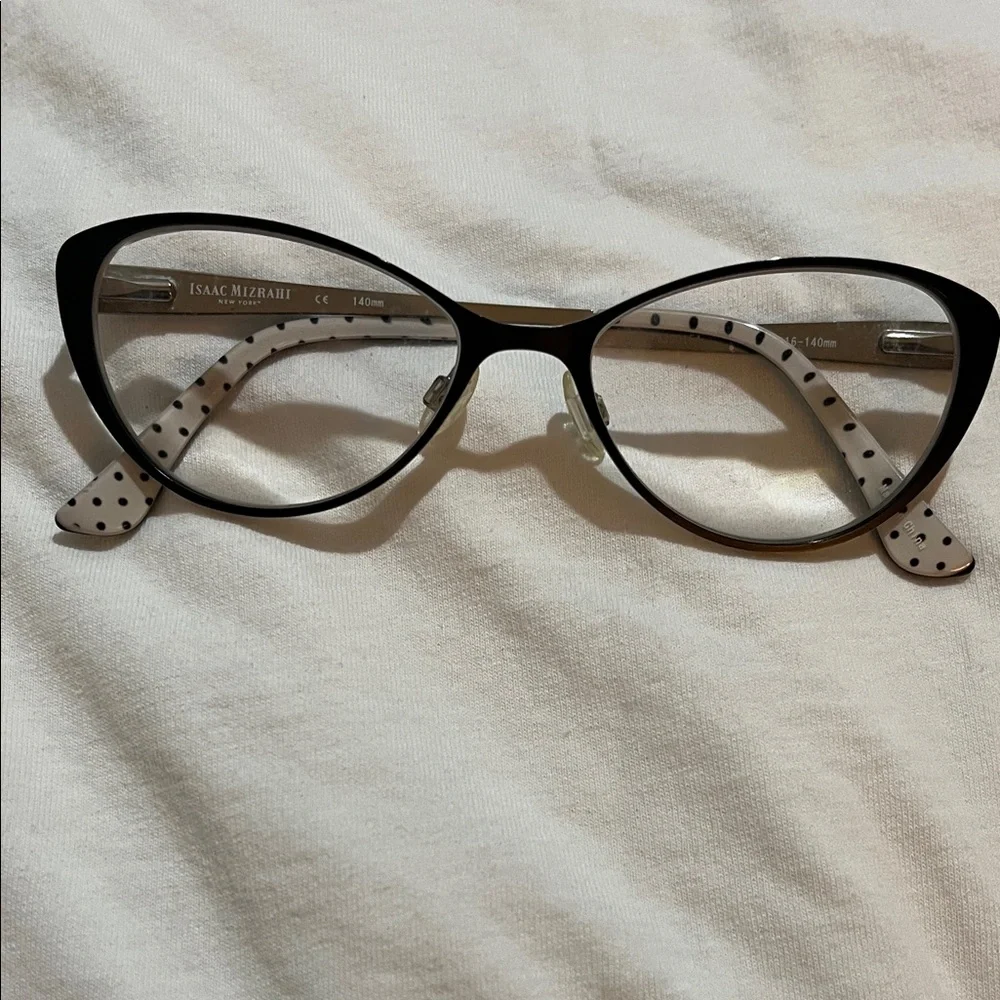 Isaac Mizrahi IM 30015A Eyeglasses Black Frame Glasses with White Polka Dots